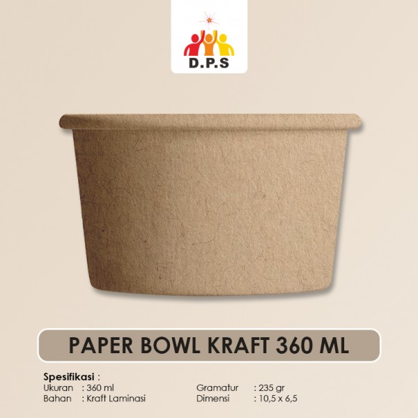 PAPER BOWL POLOS KRAFT 360 ML